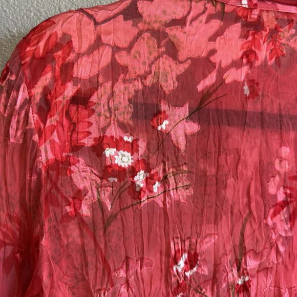 Vtg Issue Y2K Silk Top Med Sheer Burnout Fairy Ruffle Whimsical Artsy Blouse - Picture 7 of 9